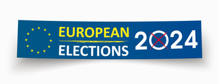 Blue banner for European Elections 2024. Eps 10 vector file.のイラスト素材