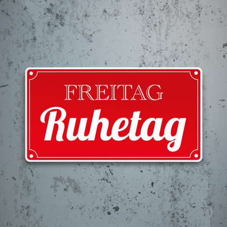 German text Freitag Ruhetag, translate Friday Rest Day. Eps 10 vector file.のイラスト素材