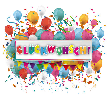 German text Glueckwunsch, translate Congrats. Eps 10 vector file.のイラスト素材