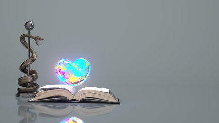 Studying to become a cardiologist. 3d illustration.の写真素材