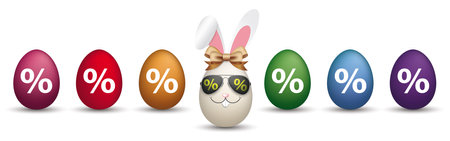 Colored easter eggs with percents on the white. Eps 10 vector file.のイラスト素材