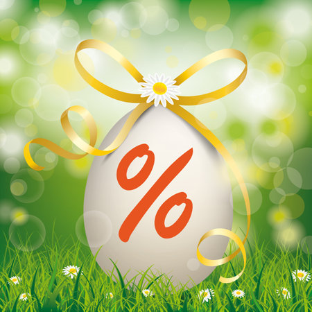 Natural easter egg with the symbol of percent. Eps 10 vector file.のイラスト素材