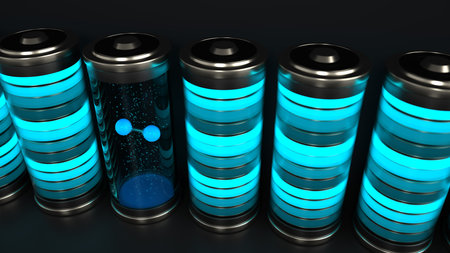 High technology H2 Hydrogen battery. 3D illustration.の写真素材
