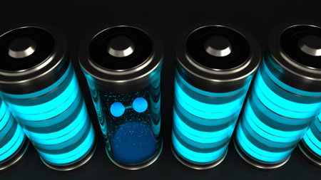 High technology H2 Hydrogen battery. 3D illustration.の写真素材