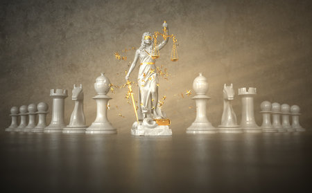 Successful strategy in a lawsuit. 3d illustrations.の写真素材