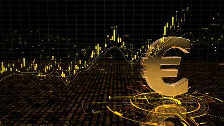 3d illustration about the Euro bullish market.の写真素材