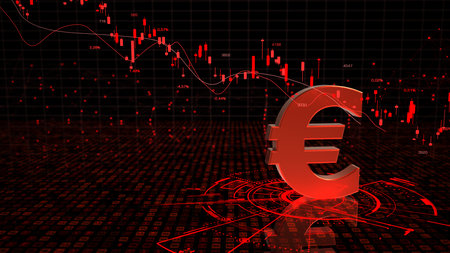 Bearish market, Euro crash. 3D illustrations.の写真素材