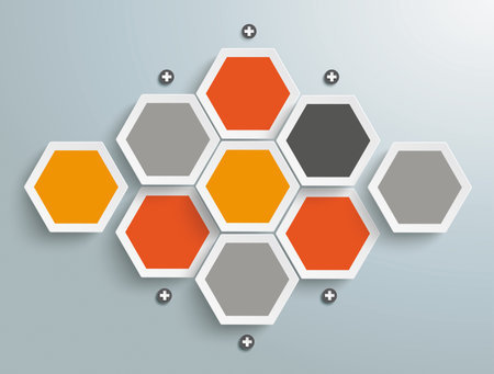 Infographic with honeycomb structure on the gray background. Eps 10 vector file.のイラスト素材