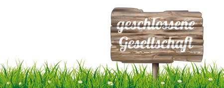 German text Heute Geschlossene Gesellschaft, translate Today Private Party. Eps 10 vector file.のイラスト素材