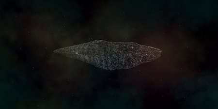 Extremely detailed and realistic high resolution 3d illustration of an interstellar asteroidの写真素材