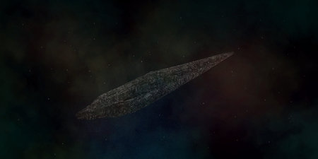 Extremely detailed and realistic high resolution 3d illustration of an interstellar asteroid
