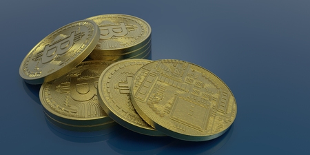 Extremely detailed and realistic high resolution 3D Bitcoin Imageの写真素材