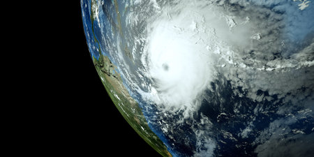 Extremely detailed and realistic high resolution 3D image of a hurricane.