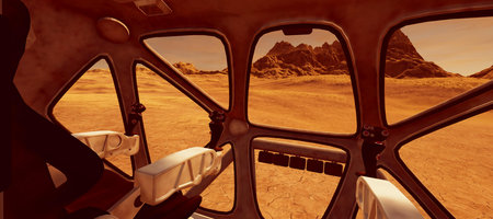 Extremely detailed and realistic high resolution 3d image of martian landscape from with a mars...