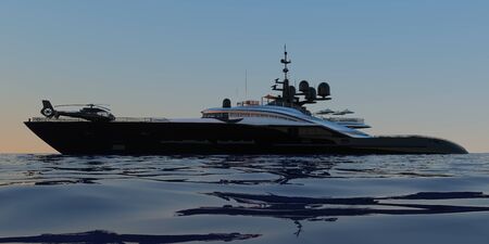 Luxury Super Yacht Extremely Detailed and realistic High Resolution 3D imageの写真素材