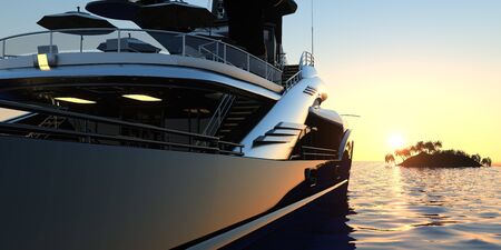 Luxury Super Yacht Extremely Detailed and realistic High Resolution 3D imageの写真素材