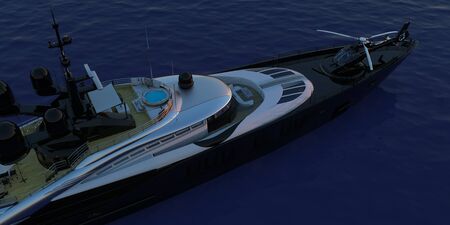 Luxury Super Yacht Extremely Detailed and realistic High Resolution 3D imageの写真素材