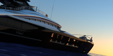 Luxury Super Yacht Extremely Detailed and realistic High Resolution 3D imageの写真素材