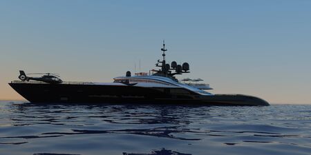 Luxury Super Yacht Extremely Detailed and realistic High Resolution 3D imageの写真素材