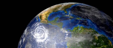 Extremely detailed and realistic high resolution 3d image of a Hurricane. Shot from space.の写真素材