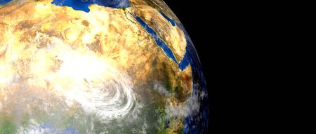 Extremely detailed and realistic high resolution 3d image of a Hurricane. Shot from space.の写真素材