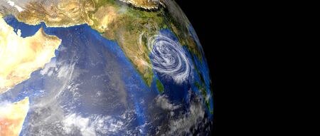 Extremely detailed and realistic high resolution 3d image of a Hurricane. Shot from space.の写真素材