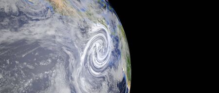 Extremely detailed and realistic high resolution 3d image of a hurricane approaching central america. Shot from space.の写真素材