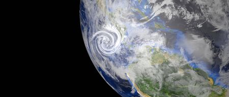 Extremely detailed and realistic high resolution 3d image of a hurricane approaching central america. Shot from space.の写真素材