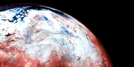 Terraforming Mars like Planet. Extremely detailed and realistic high resolution 3D image. Shot from...
