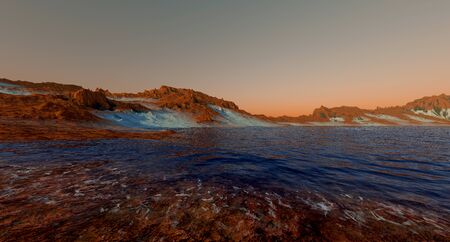 Water on Mars like Planet Shot from Space extremely detailedの写真素材