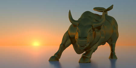 Charging Bull Wall Street Bull 3D imageof the Bowling Green Bullの写真素材