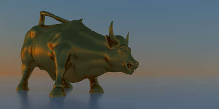 Charging Bull Wall Street Bull 3D imageof the Bowling Green Bullの写真素材