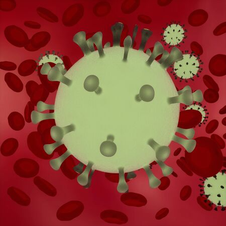 Coronavirus 2019-nCov asian flu pandemic 3d imageの写真素材