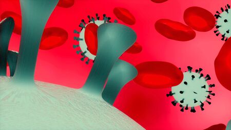 Coronavirus 2019-nCov asian flu pandemic 3d imageの写真素材