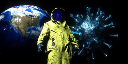 Coronavirus Corona Covid19 Korona Virus Space palnet Earth 3D Image. This image is established and...