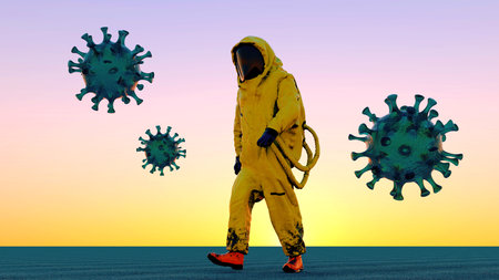 Coronavirus Medical Scientist Covid19 Korona Virus Novel Biohazart  Protection Suit Airplane 3D...