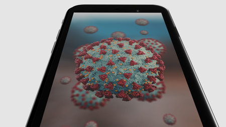 Coronavirus Covid-19 Virus Smartphone App 3D image