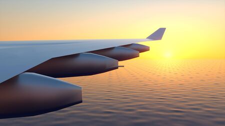 Airplane Flying Aviation 3D imageの写真素材