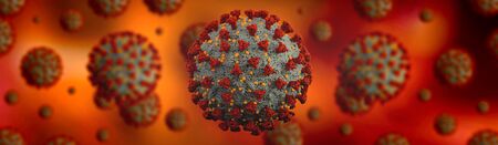 Coronavirus Covid-19 Virus Banner Background 3D imageの写真素材
