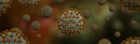 Coronavirus Covid-19  Banner 3d imageの写真素材