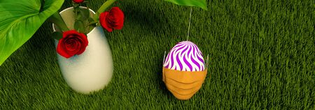 Easter Egg with Masks against Coronavirus 3D imageの写真素材