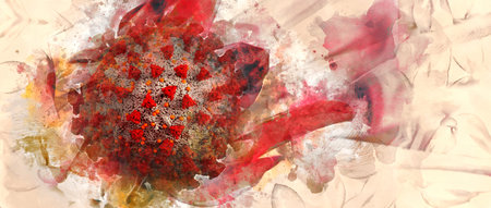 Coronavirus Covid-19 banner artistic imageの写真素材