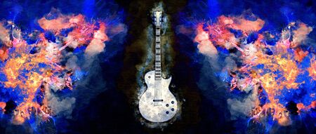 Electric Guitar artistic colorful imageの写真素材