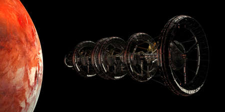 Spaceship futuristic Space Travel 3D imageの写真素材