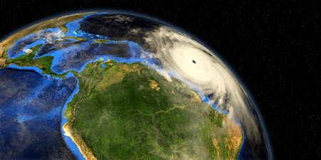 Major Hurricane Earth from Space 3d image.