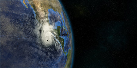 Hurricane approaching California. Shot from Space.