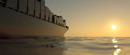 Cargo Container Ship at the sea. Extremely detailed and realistic high resolution 3d renderingの写真素材
