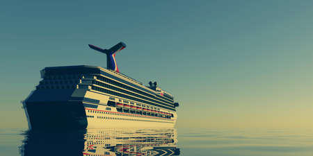 Luxury Cruise Ship. Extremely detailed and realistic high resolution 3d illustrationの写真素材
