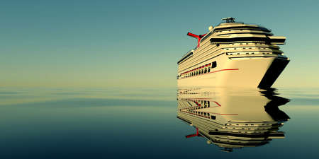Luxury Cruise Ship. Extremely detailed and realistic high resolution 3d illustrationの写真素材