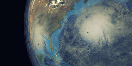Hurricane Cloud shown from Space. Extremely detailed and realistic high resolution 3d rendering.の写真素材